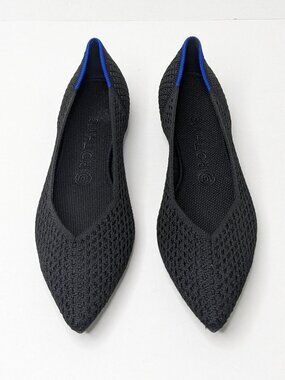 Rothy's The Point II Pointed Toe Ballet Flats Black Knit Womens 9.5